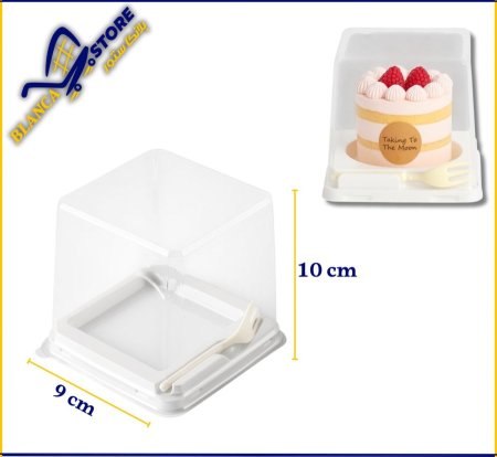 علبة كيك مربعه مع شوكة